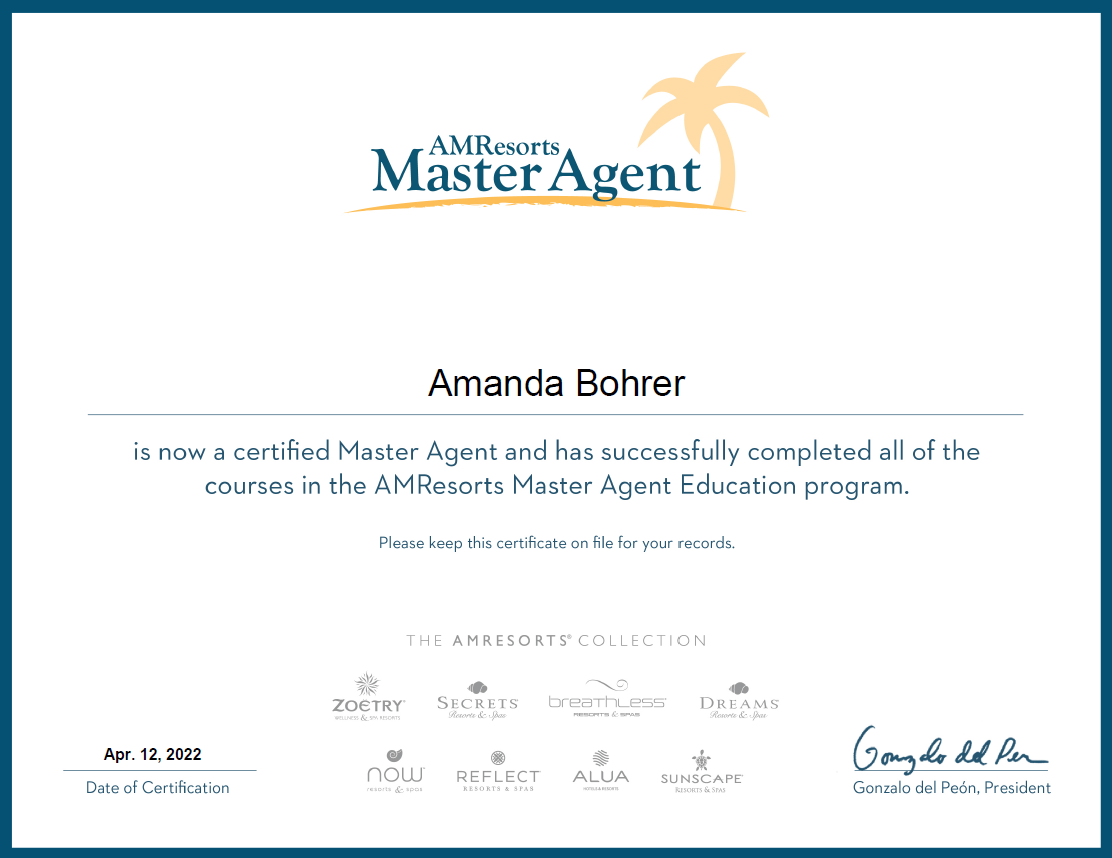 AMResorts Master Agent Certification